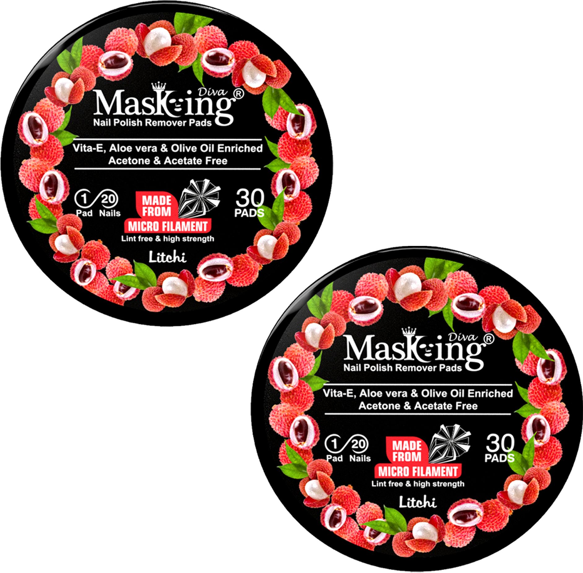 Nail Polish Remover Wipe Tissue Wet Round Pads (Litchi) Pack of 02