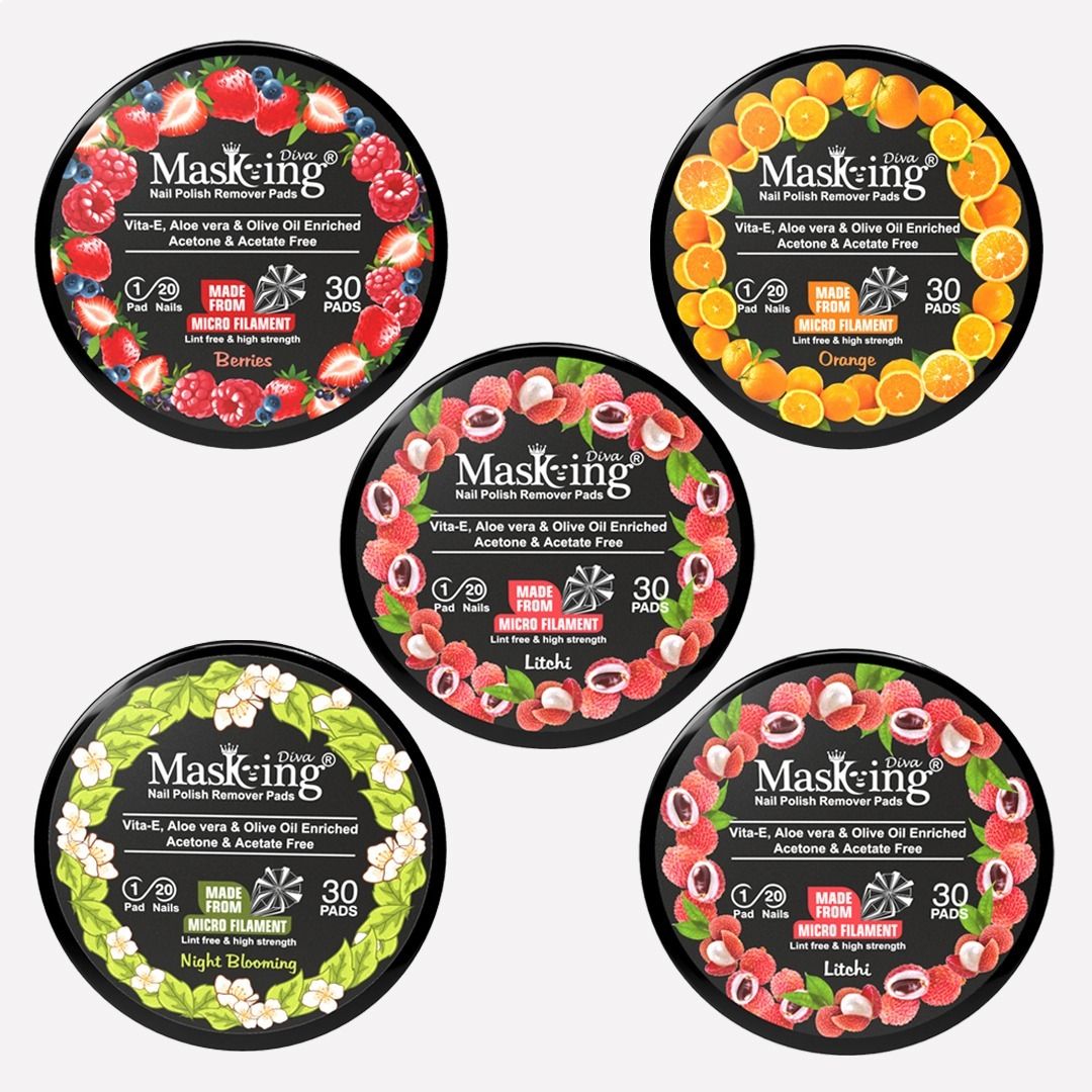 masking Nail Polish Remover Pads | 5 Pack | Acetone Free | Berry & Orange-picture-20