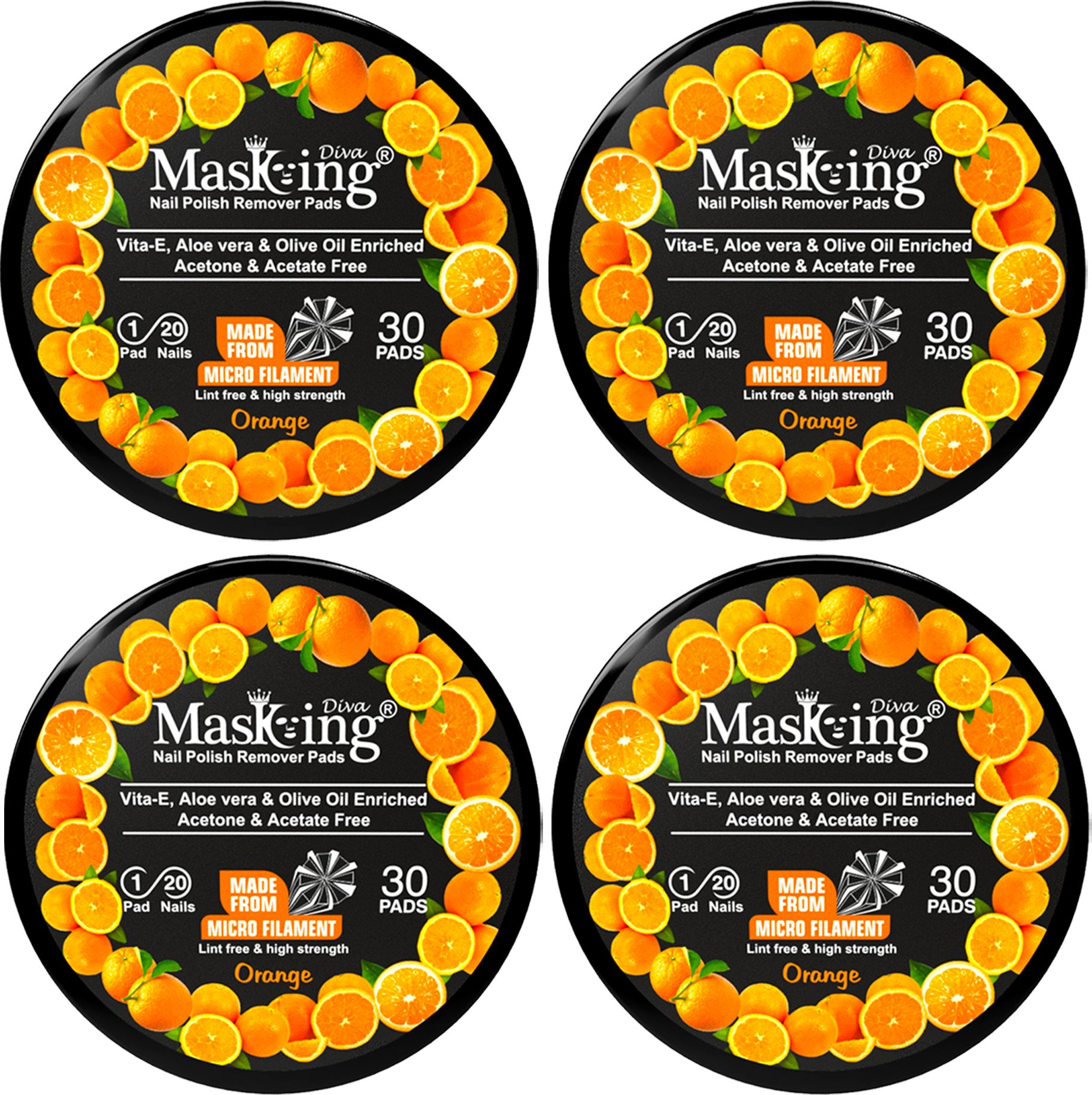 Nail Polish Remover Wipe Tissue Wet Round Pads (Orange) Pack of 04-image-6