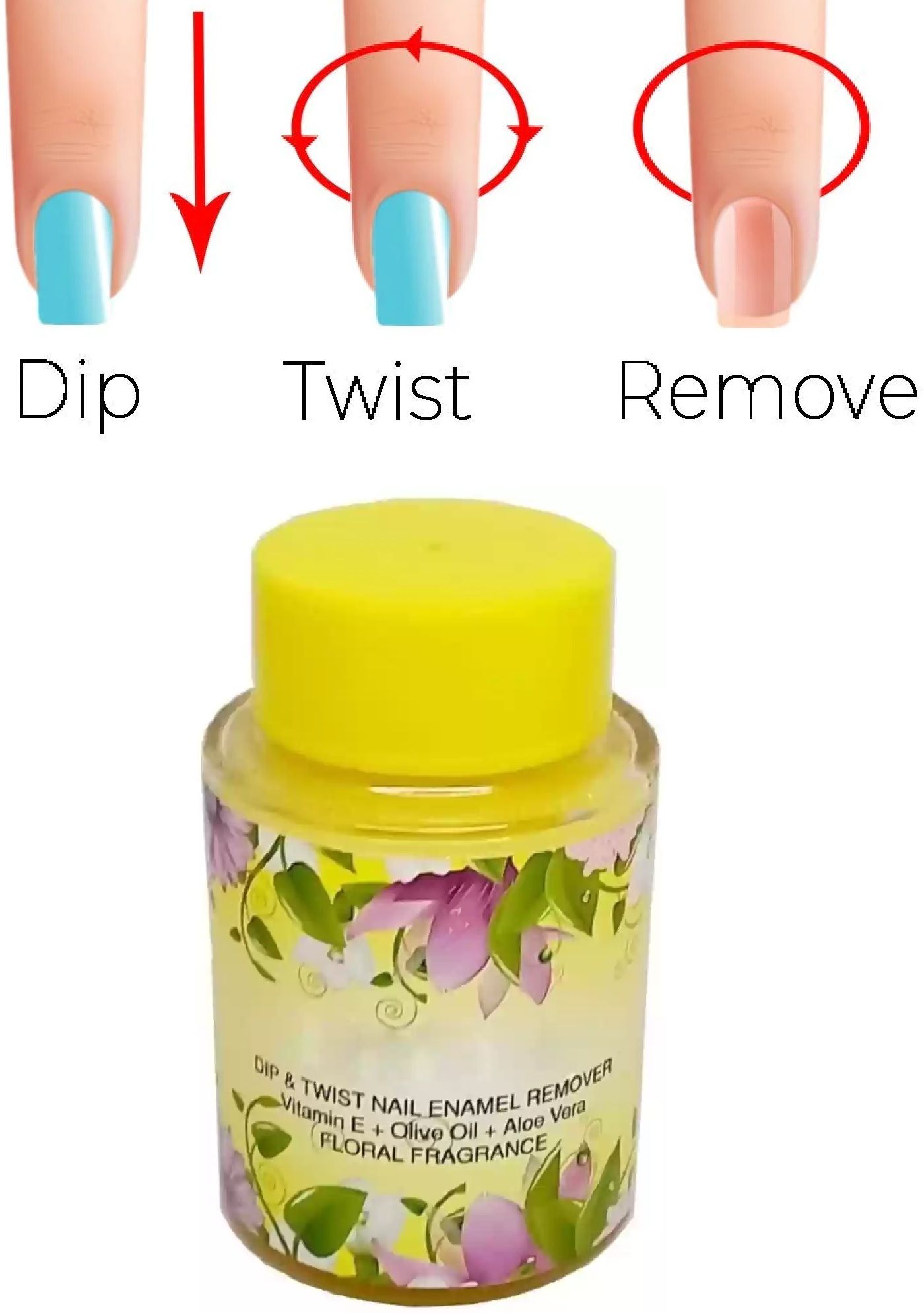 huzurlu Dip & Twist Nail Enamel Remover Vitamin E + Olive Oil + Aloe Vera-picture-5