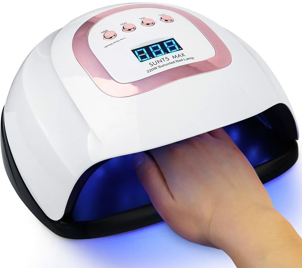 kira Nail Lamp 220W, Sun Lamp T5 Nail Polish Curing Dryer Light With 4 Timer Presets Nail Polish Dryer-picture-1