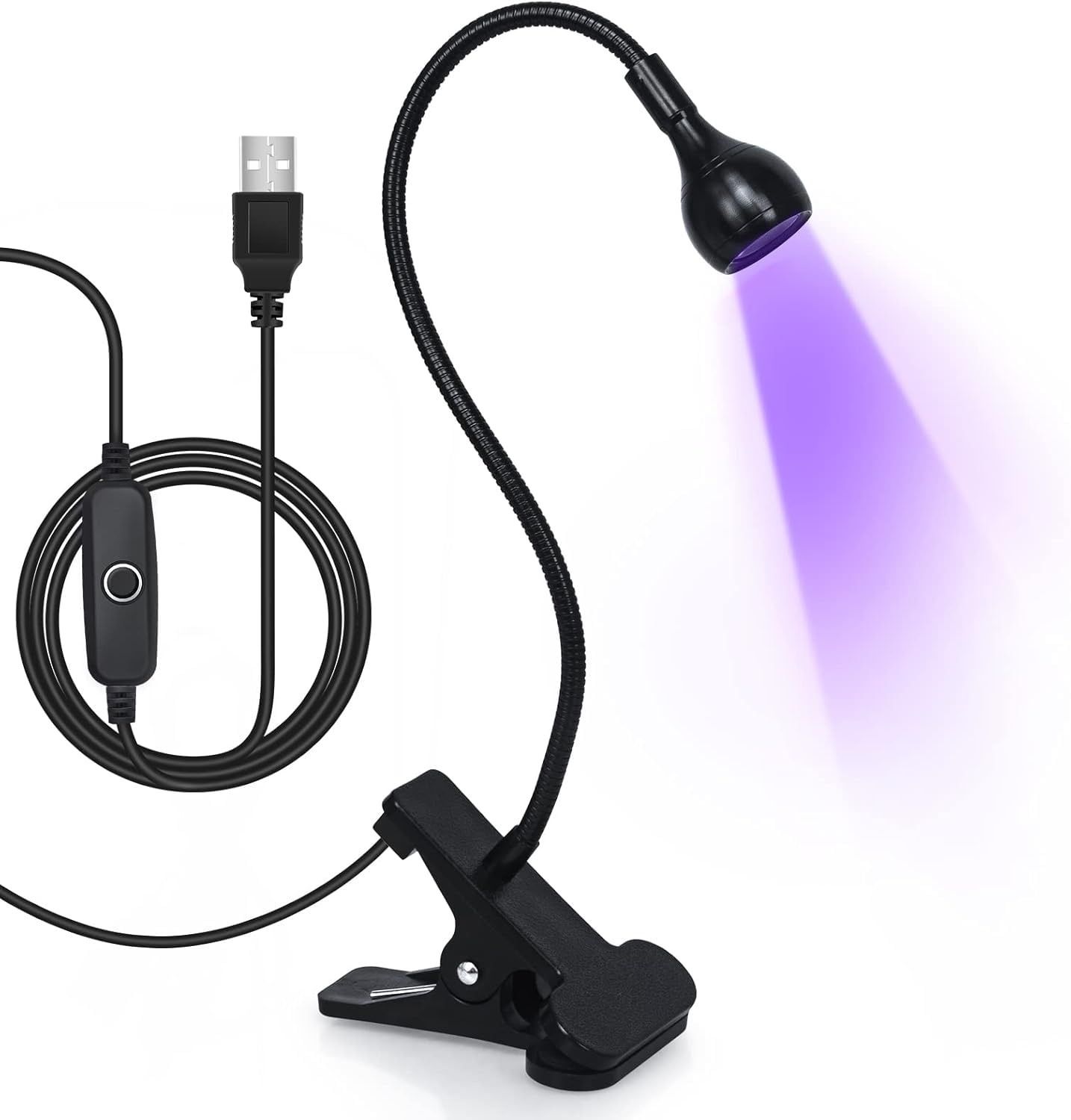 UV Nail Lamp with Gooseneck,Mini Curing Light with Clip,360 Degree Rotatable Nail Polish Dryer-image-26
