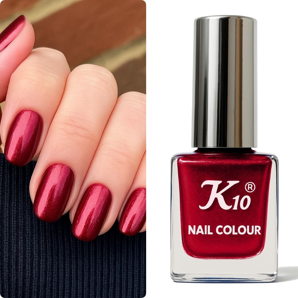 Quick dry Metallic shining Nail Polish12 ML Dark Red