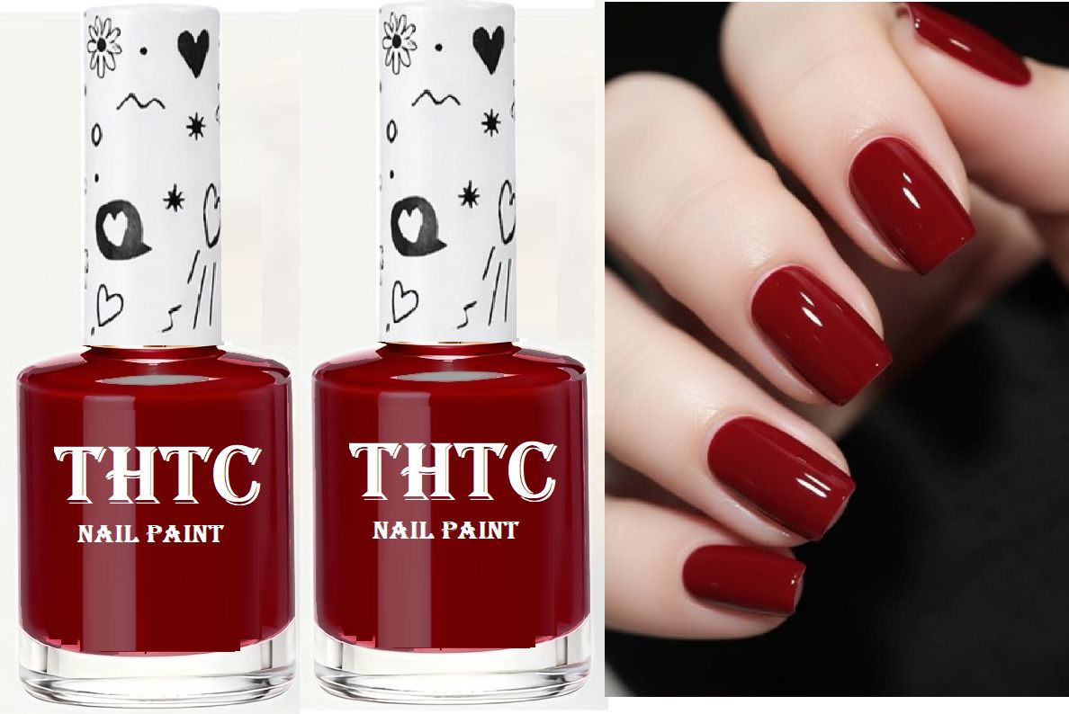 thtc Combo Quick Dry Nail Paint Deep red High Shine Nail Color Deep red-picture-28