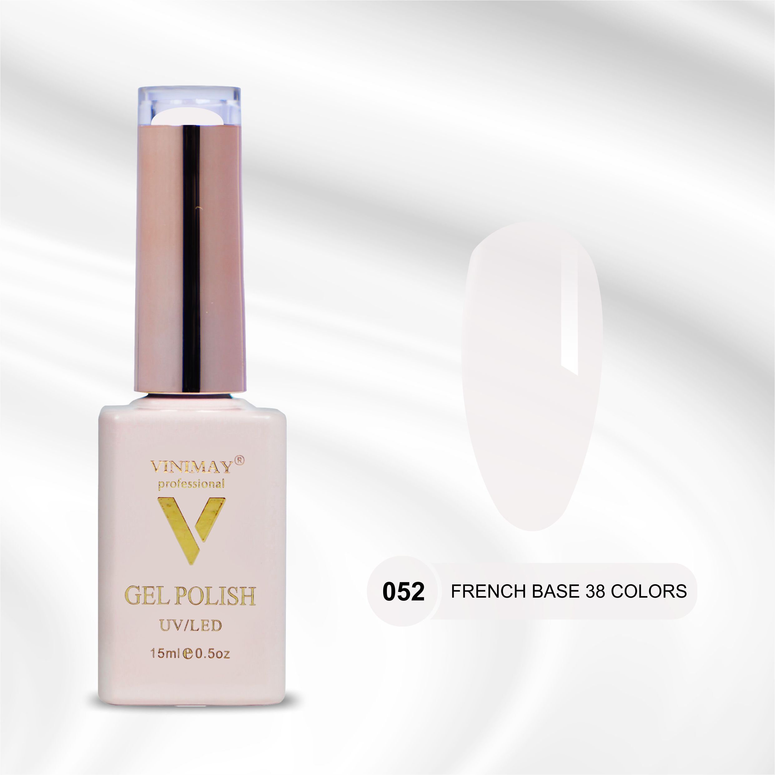 Rubber Base French Color 15ml | Soak-Off UV Lamp Cured Cover Pink Base Gel #052 French Color 052-image-30