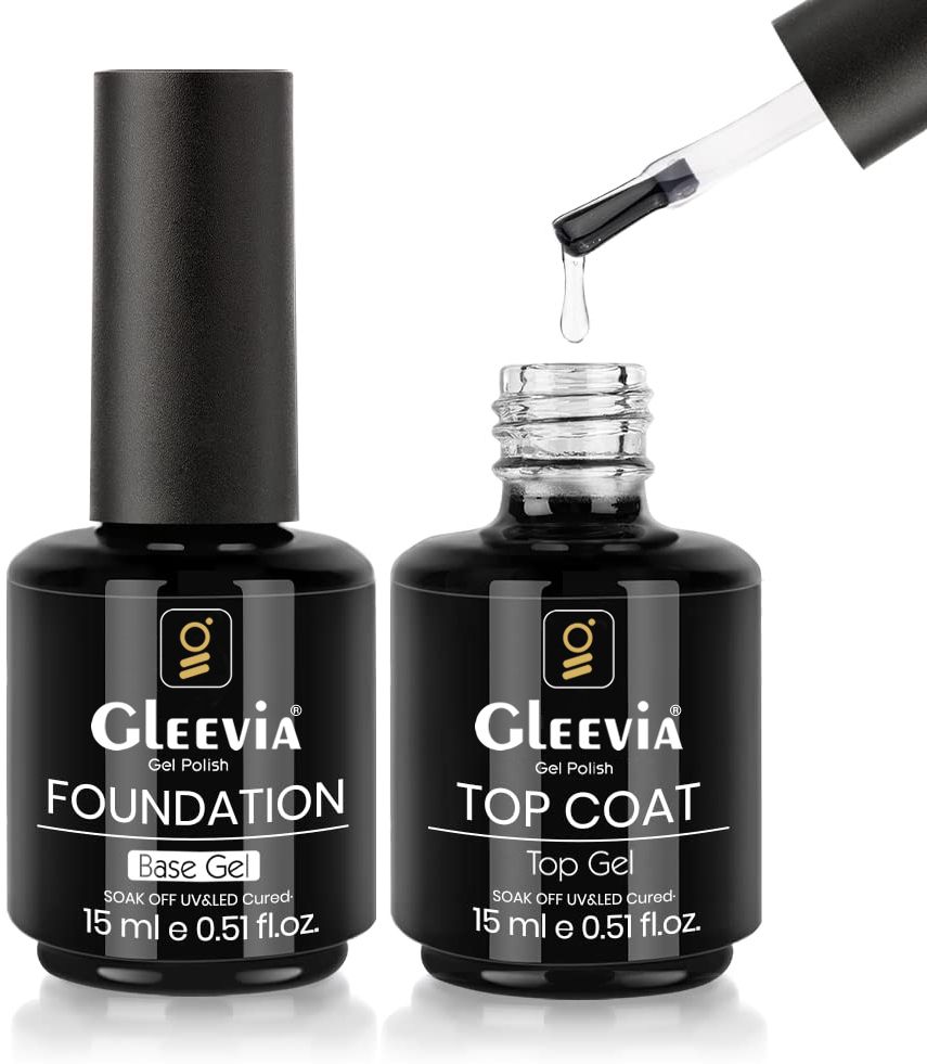 shiny top coat & base coat uv/led soak-off gel 15ml/each combo pack transparent
