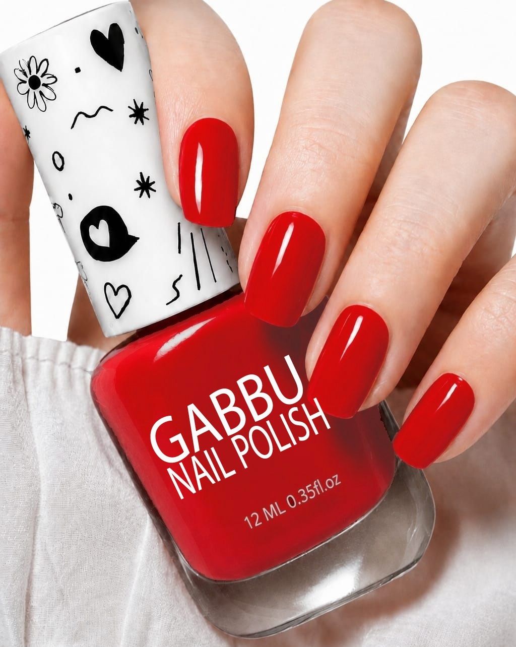 gabbu Bright Red Nail Polish – Chip Resistant High Gloss Nail Paint for Everyday Wear RED-picture-31