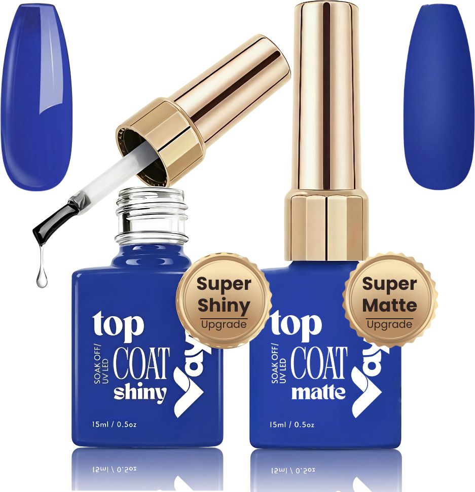 vayve Glossy and Matte Top Coat Gel Nail Polish Set UV LED Soak Off Gel, Long Lasting No Chip Nail Art Top Coat for Shine & Matte Finish DIY Salon Nails 15ml-picture-19