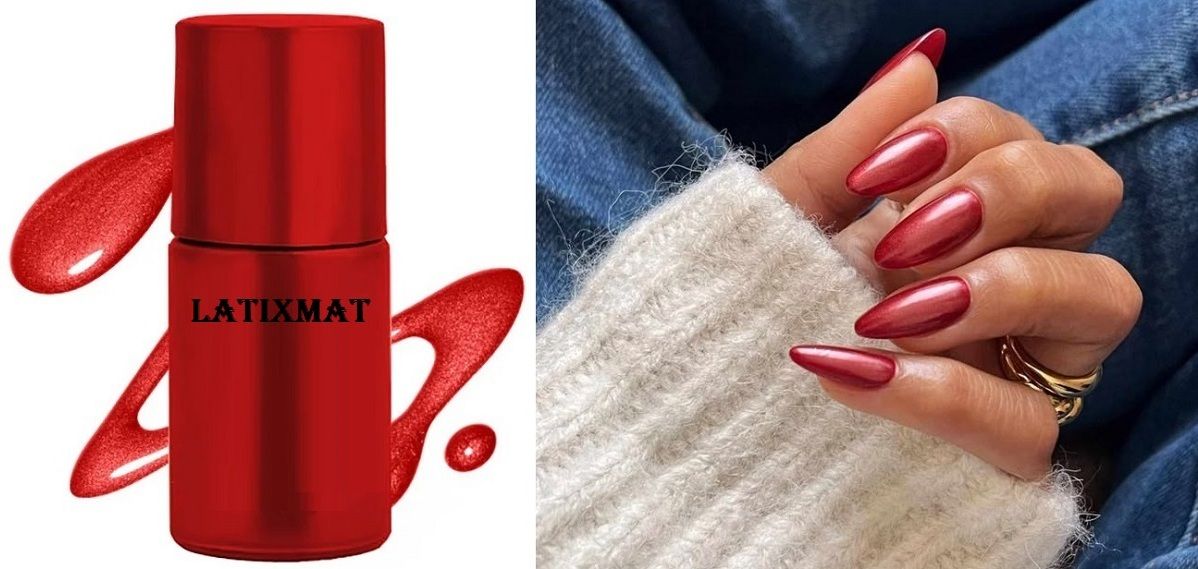 latixmat Glossy Metallic Nail Polish Mirror Effect Chrome Nail Art Polish-RED RED-picture-30