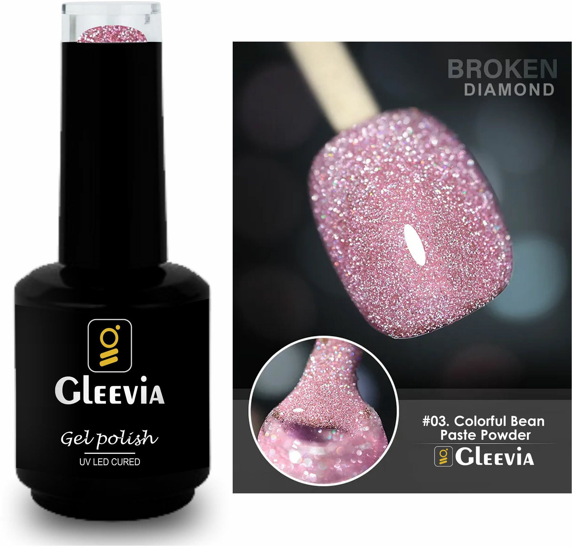 Colorfull Disco Reflective Glitter Gel Polish UV/LED Cured R3 - 15ml Bottle Shade Code - R3-image-18