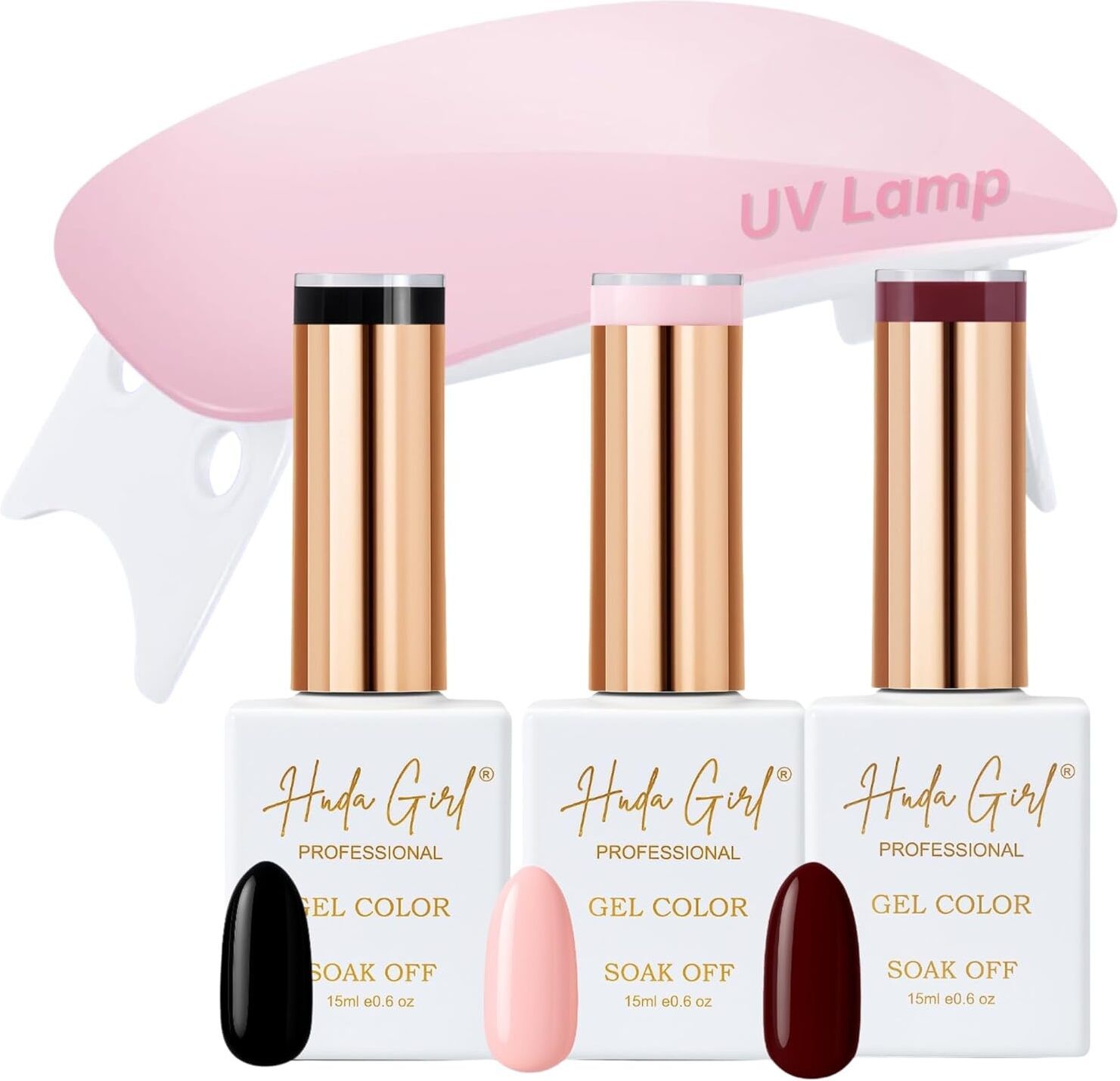 k.y.l.plus UV Gel Nail Polish with UV Lamp For Nails - Black, Pink & Red Wine Red Wine & Pink & Black-picture-26
