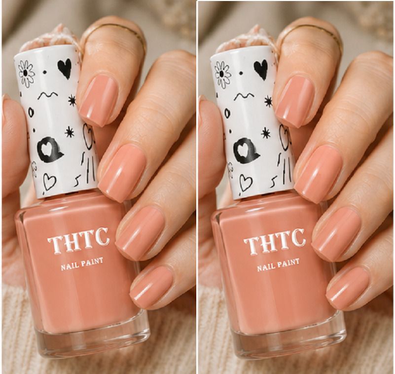 thtc Combo Quick Dry High Shine Color Coral peach nail paint Coral peach-picture-2