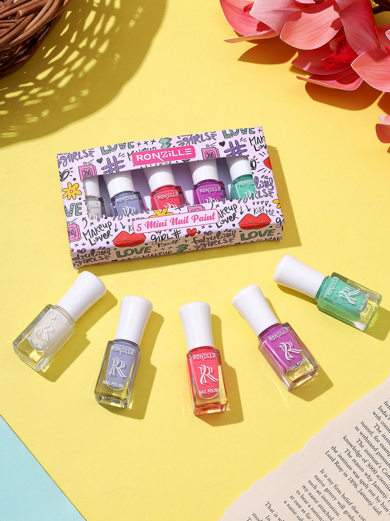 Mini Nail Kit I Quick Dry and Glossy I Nail Polish 5 in 1 ( Combo, Set of 5 ) Multi-Color-image-41