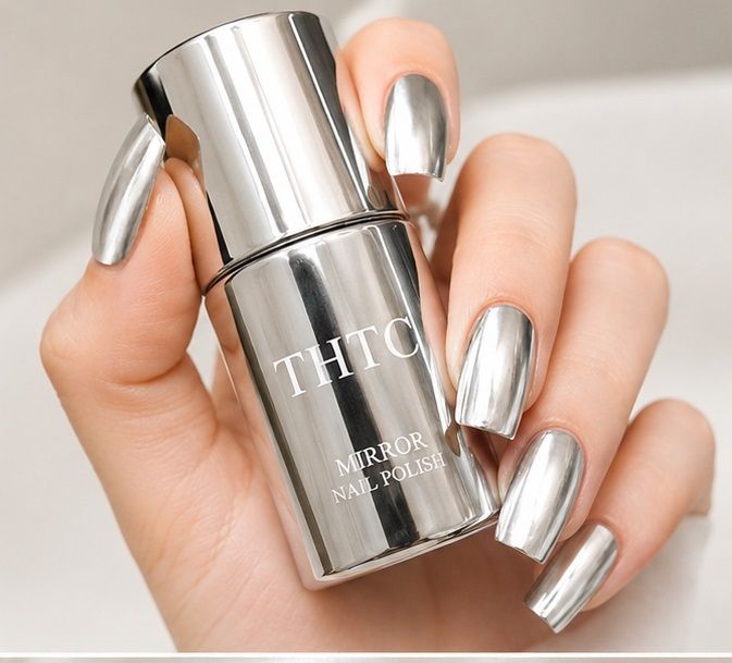 thtc Quick Drying Long Lasting Metallic Mirror Effect Nail Polish Silver-picture-9