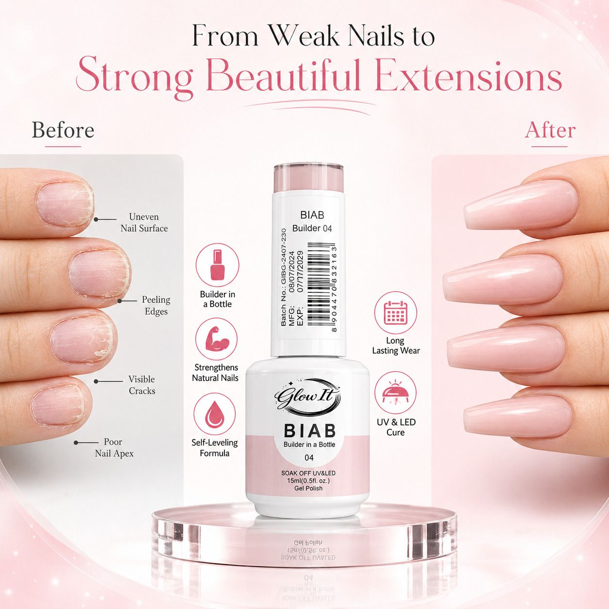 glow it Builder Gel 04 Nail Extension Gel multicolor-picture-27