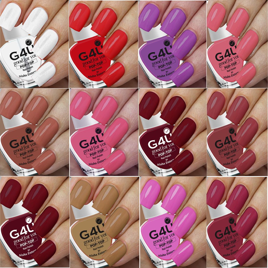 New Long Stay Hot Color Set Red, Nude, Purple, Pink, Peach, Brown, Top coat, Brick Red, Plum, Majenta, Light Pink