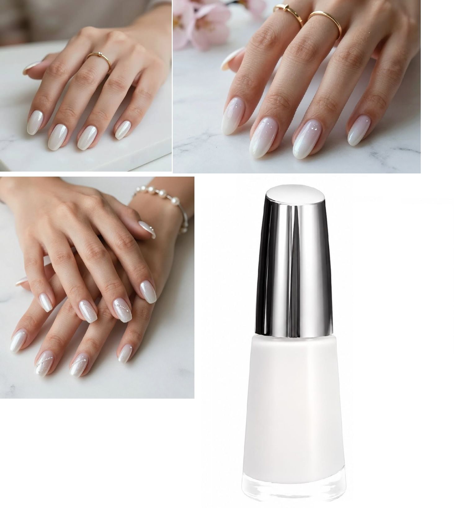 woongmi Nail Polish White Pearl Metallic Finish Glitter Nail Paint White Shimmer Whit Pearl White-picture-34