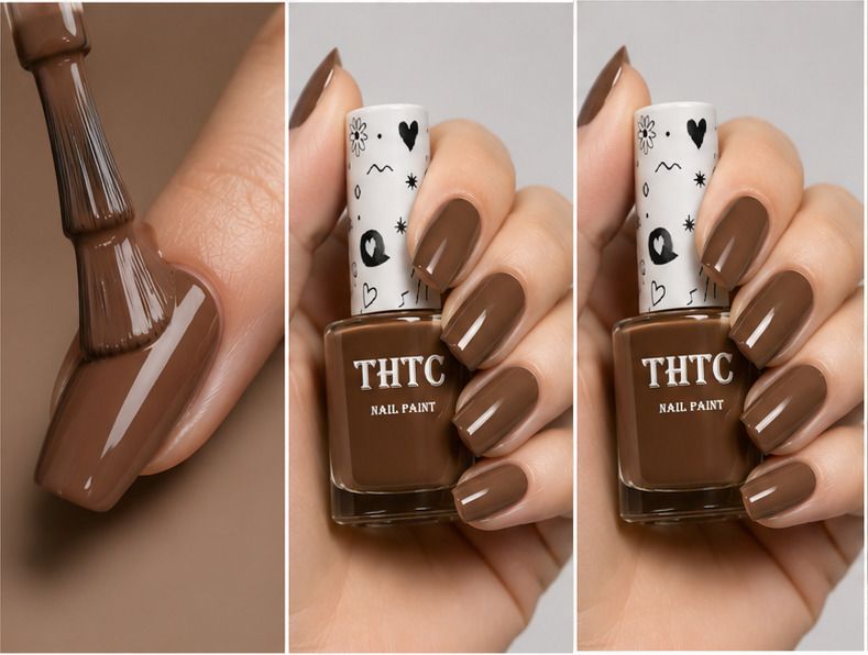 thtc Combo Quick Dry Nail Paint Brown High Shine Nail Color Brown-picture-23