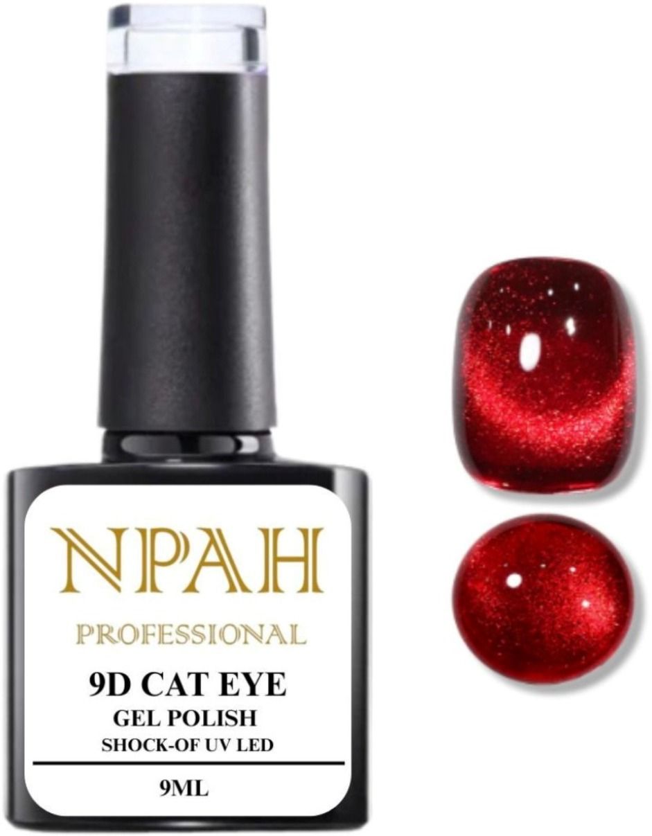 Cat Eye Gel Nail Polish Set Red Glitter Holographic Salon Gel Polish Red