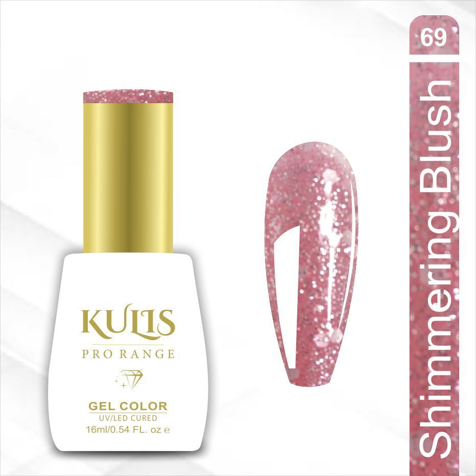 UV Gel Nail Polish 16ml Brush Cap Bottle | Pro Range UV Lamp Cured Gel Color K69 Color: Shimmering Blush-image-45