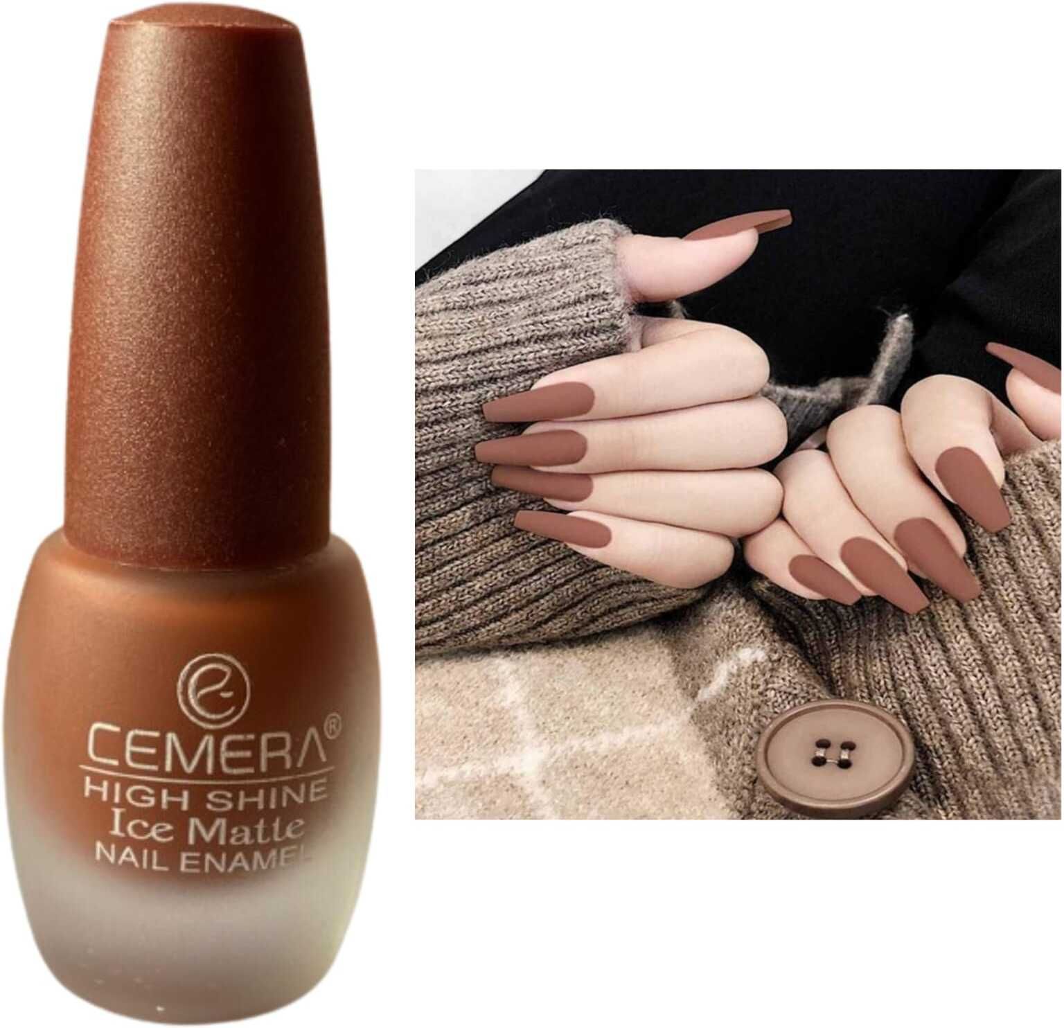 Chocolate Brown Woody Ice Matte Nail Paint Rich Color Long-Lasting High Shine Brown