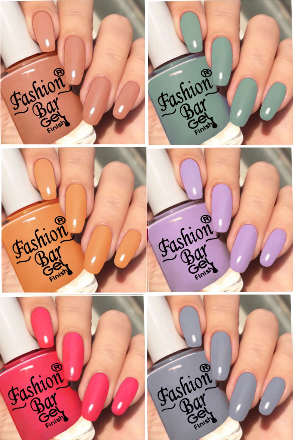 fashion bar New Gloss Gel High Shine Nail Polish Pack of 6PC F643 Multicolor-picture-16