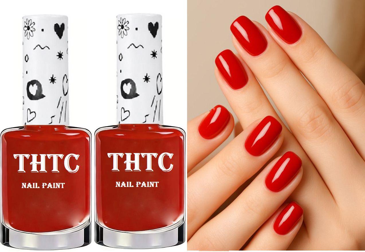 thtc Combo Quick Dry Nail Paint Russina red High Shine Nail Color Russina red-picture-29