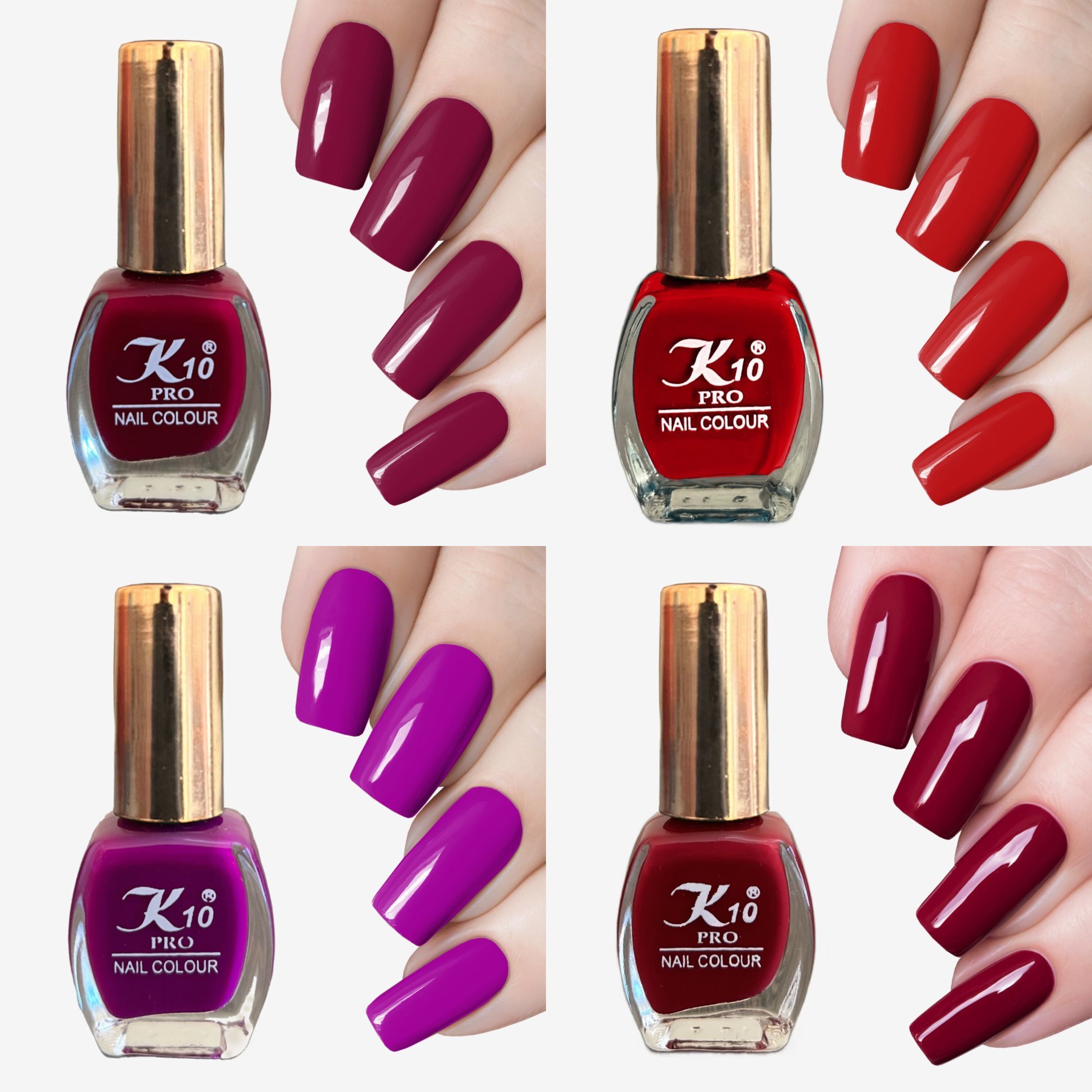 Quick dry Long lasting Nail Polish combo 7ML Each Red, purple, Dark Red, Beet Red-image-34