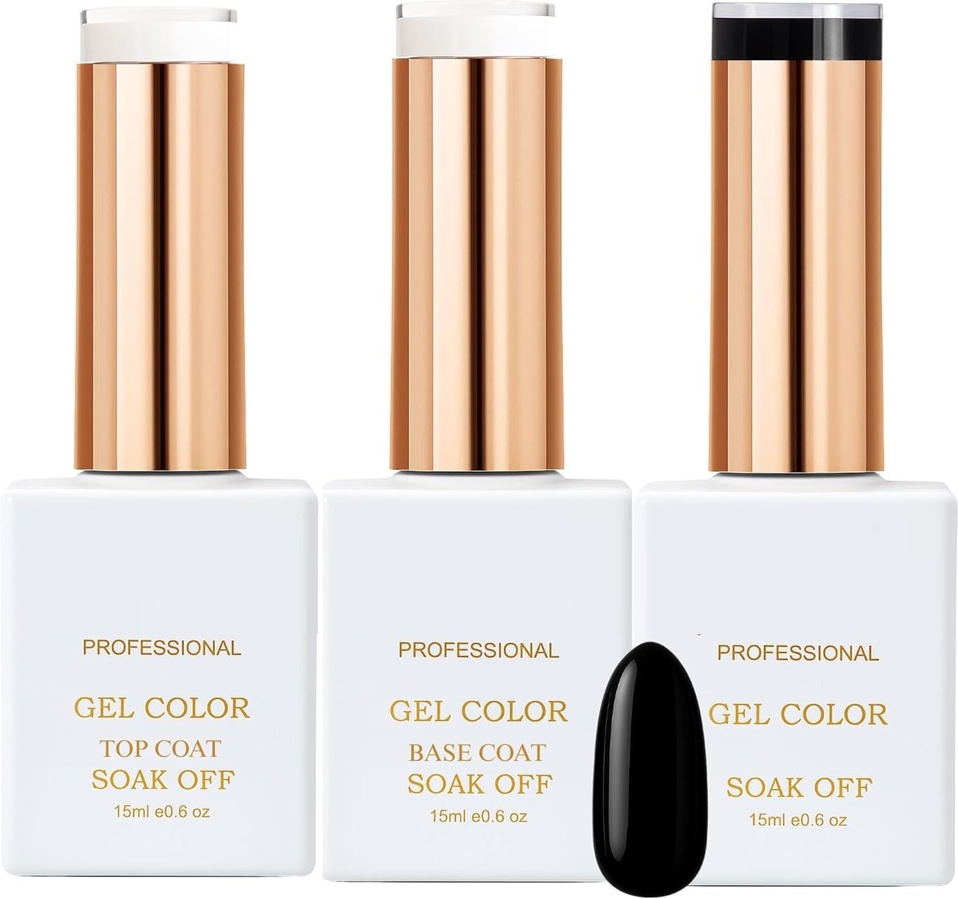 Professional Black UV Gel Nail Polish Set with Top Coat & Base Coat Black-image-27