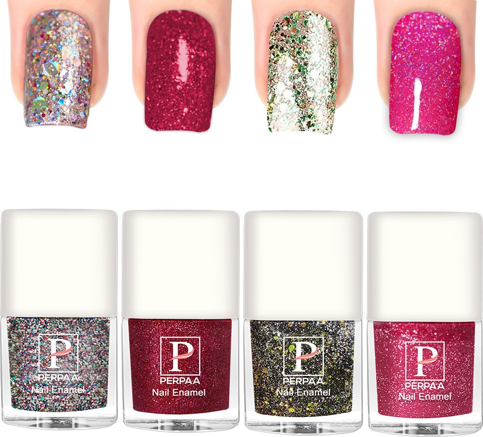 Glitter Light Reflective Nail Polish Sparkly Gel Enamel,C 8(5ml each) Green, Royal Blue, Turquoise, Lavender-image-7