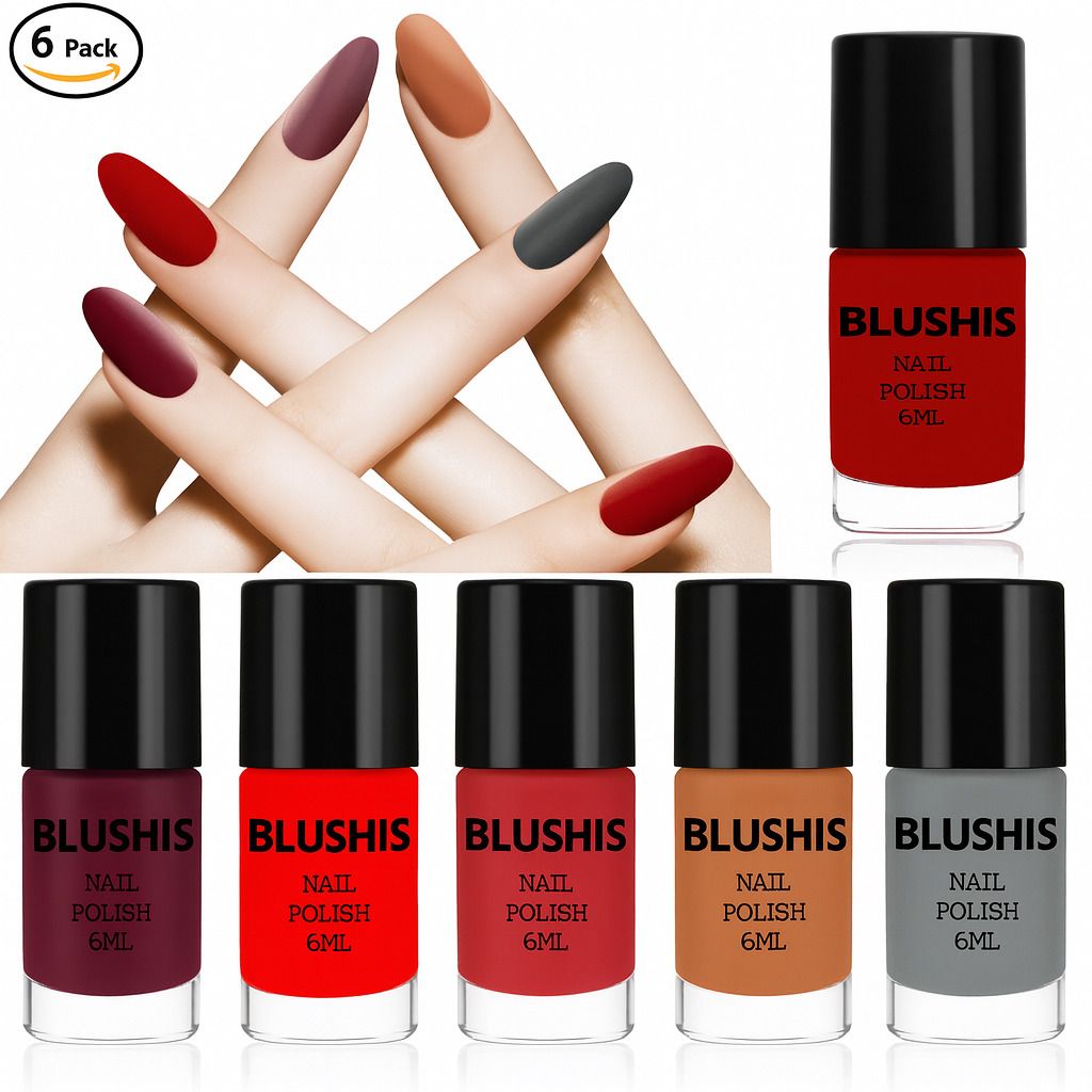 Quick Dry Long Lasting Nail Polish Combo Offer Set of 6 Combo Red, Magenta, Sun Kissed, Dusty Coral, Camel, Grey-image-23