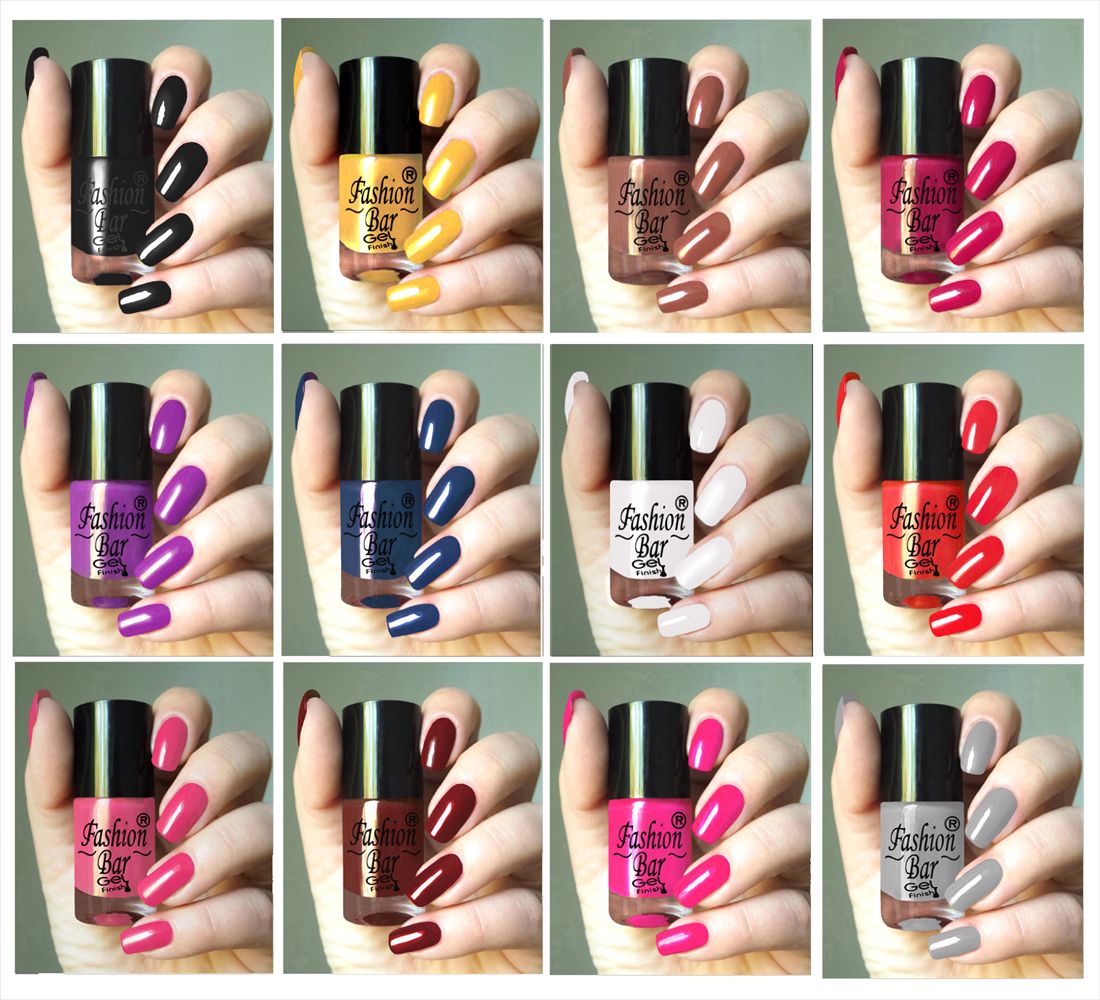 fashion bar Quick Dry Long Lasting Nail Paint Combo Offer Set of 12 (J5R) Multicolor-picture-11