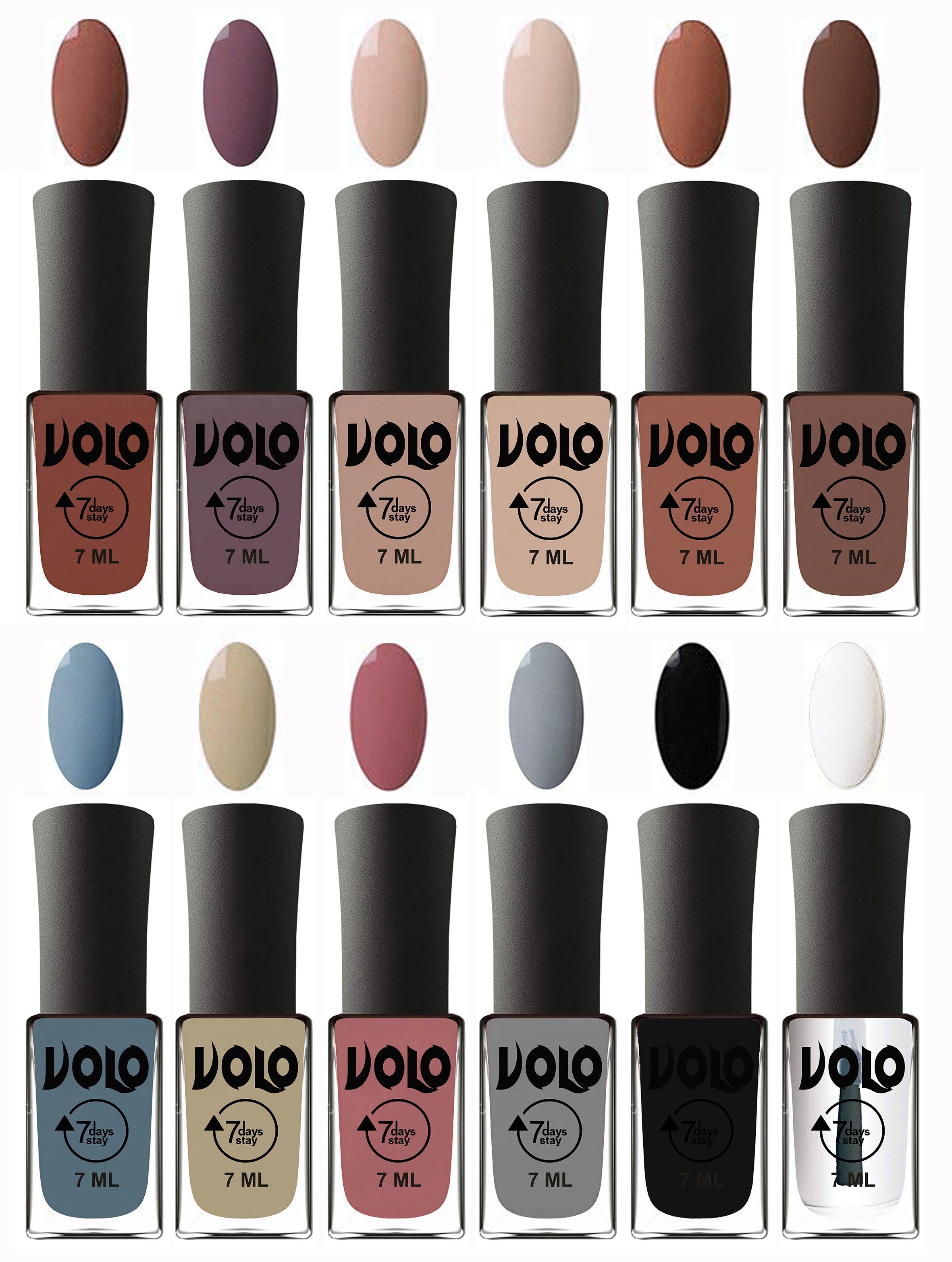 volo No Chipping-No Fading Longest Lasting Ever Nail Polish Set at Big Promotional Price Combo-No-197 Light Nude, English Nude, Light Blue, Top Coat, Chocolate Peach, Light Grey, Nude, Brown, Black, Chocolate Brown, Skin Nude, Light Purple-picture-32