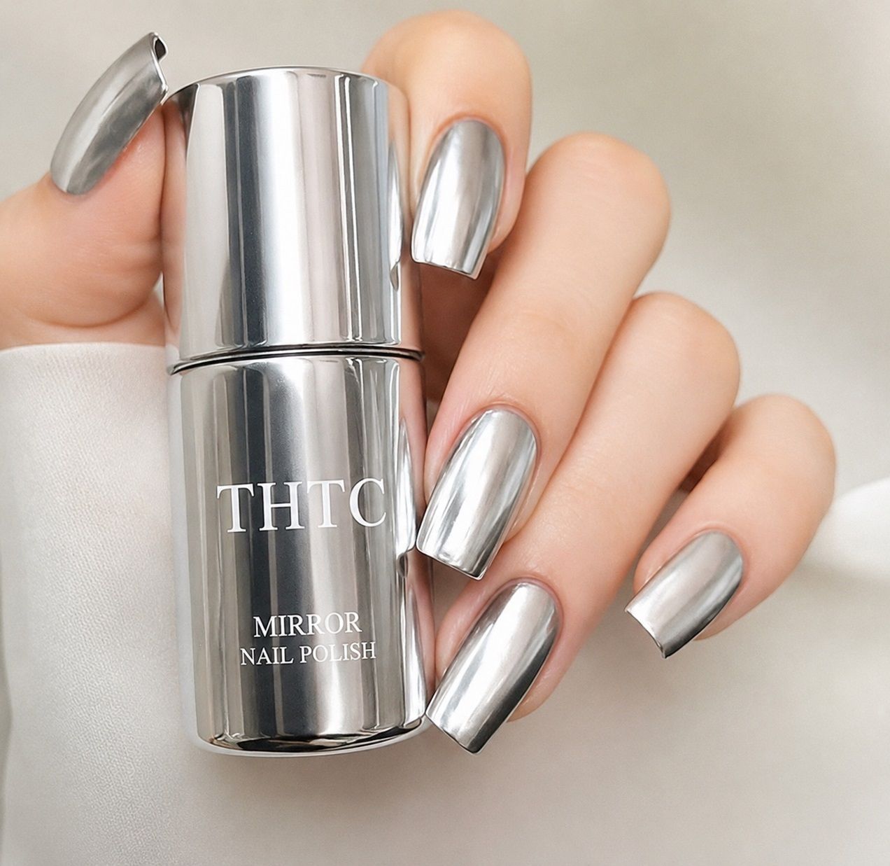 thtc New Quick Drying Long Lasting Metallic Mirror Effect Nail Polish Silver-picture-5