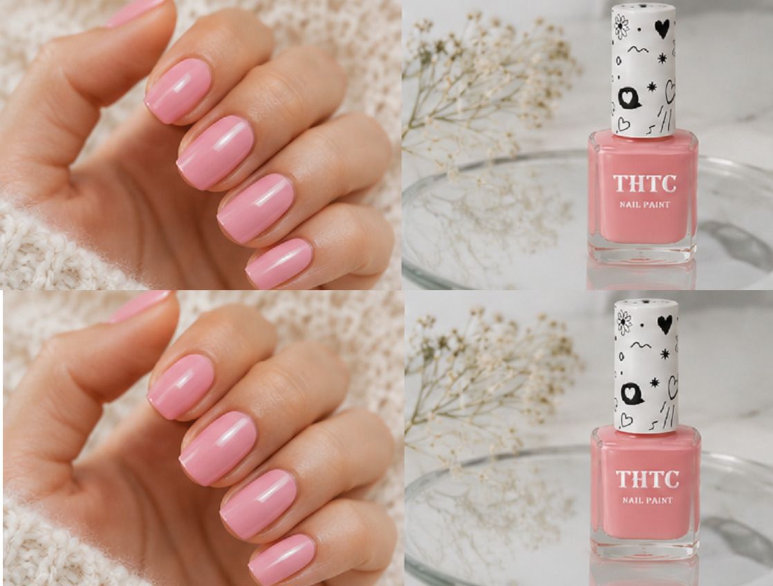 thtc Combo Quick Dry Nail Paint lazy pink High Shine Nail Color lazy pink-picture-36