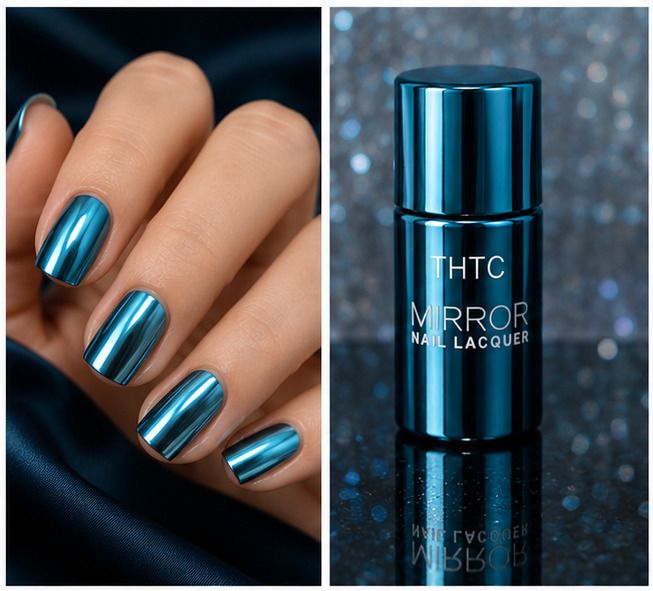 thtc Metallic Mirror Nail Paint Quick Dry Formula TURQUOISE-picture-41