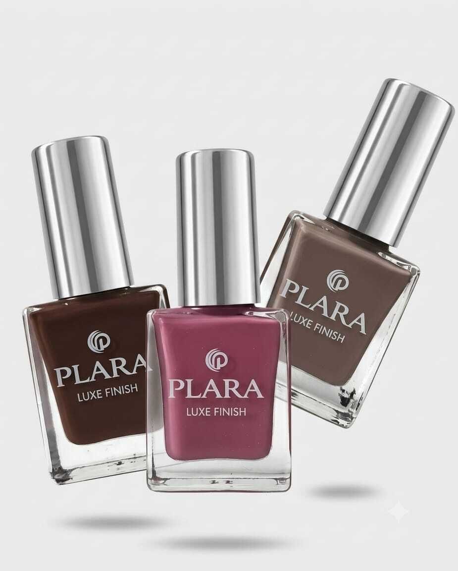 plara cosmetics NAIL PAINT COMBO 01 COCOA BROWN, ROSE PINK, NUDE ELEGANCE-picture-19