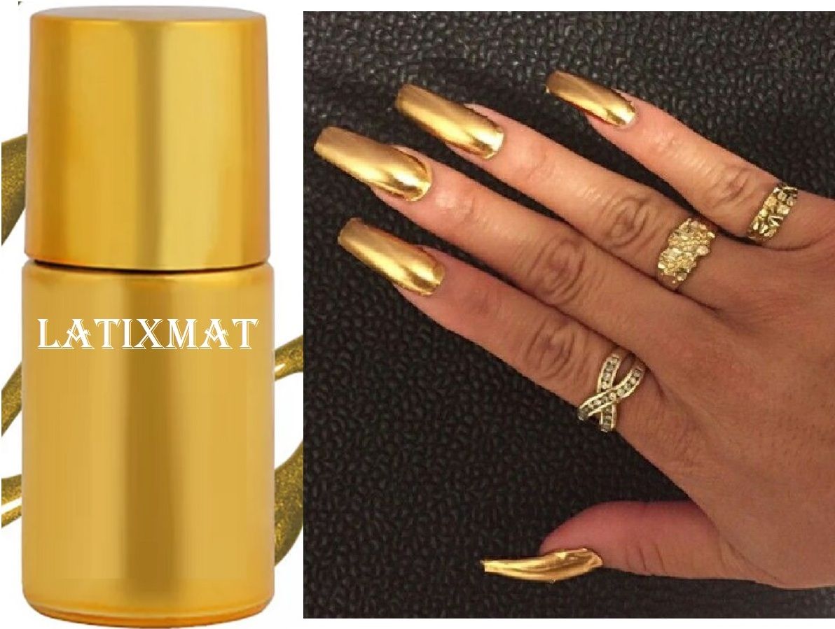 latixmat New Glossy Metallic Nail Polish Mirror Effect Chrome Nail Art Polish* gold-picture-31