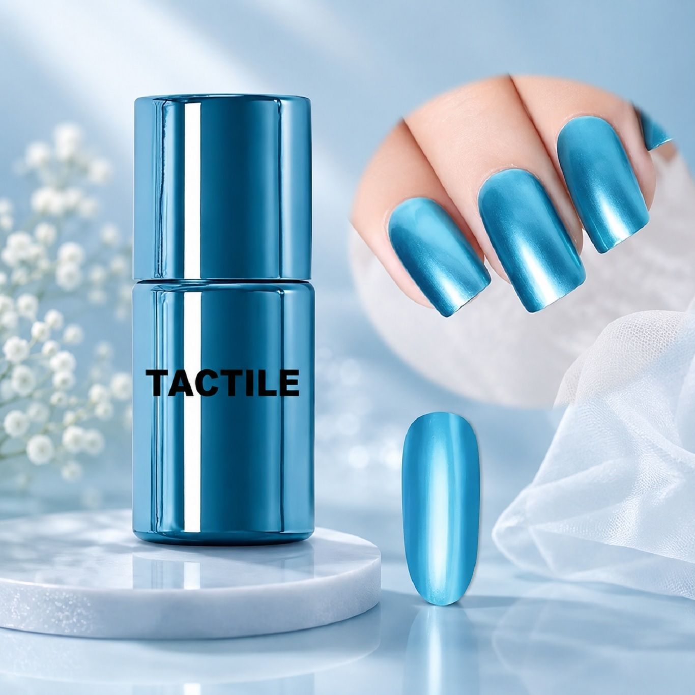 tactile Metallic Nail Polish Blue color Mirror Effect Nail Polish SKY BLUE-picture-17