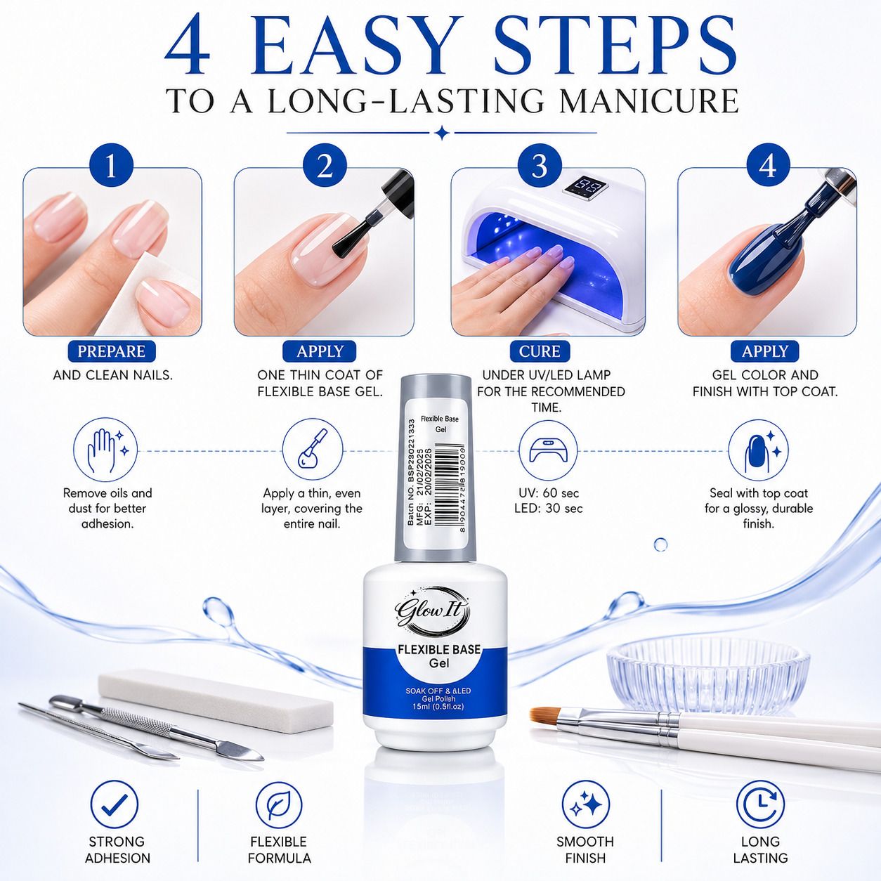 glow it Flexible Base Gel UV LED Soak Off 15ml clear-picture-26