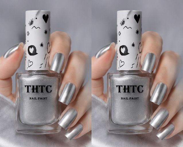 thtc Combo Quick Dry High Shine Color Moon silver nail paint Moon silver-picture-13