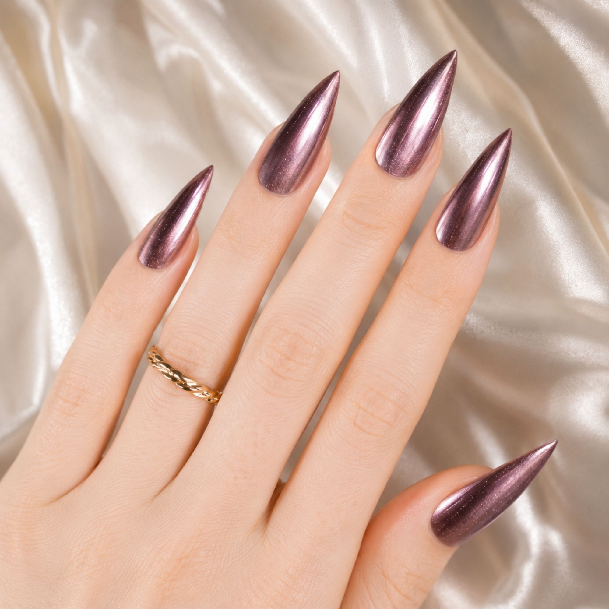 Nail Polish Metallic Glossy Brown Dusty Mauve Nail Polish Chrome Finish Metallic Glossy Brown Nail Polish-image-32
