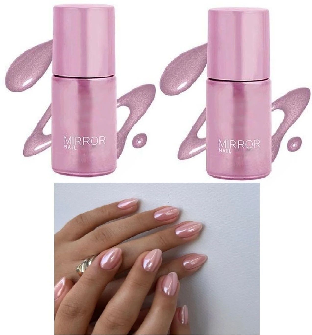 Mirror Shine Nail Polish Glossy Metallic Finish Long Lasting Baby Pink Baby Pink-image-12