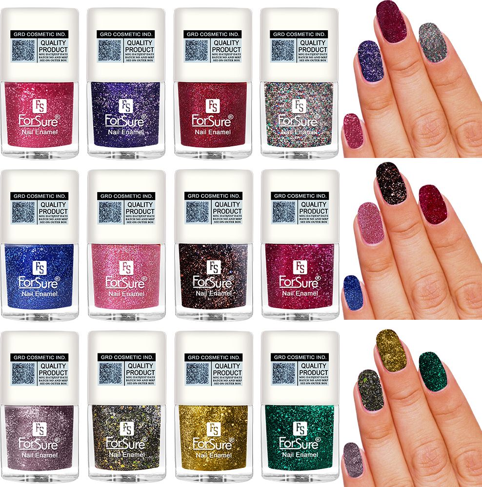 forsure High Shine Glitter Nail Polish Combo Set for Girls 5ml Each With free Nail Wipes Multicolor-picture-37