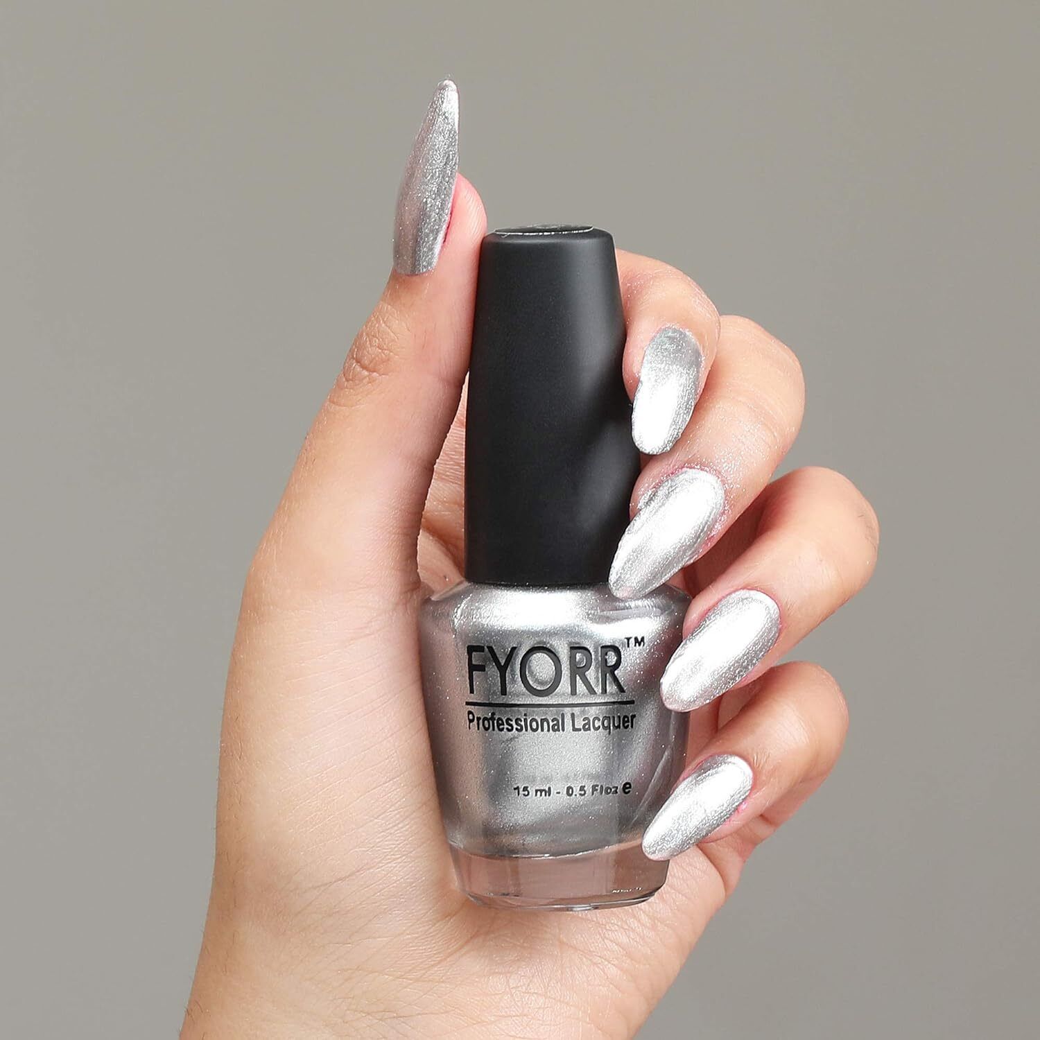 fyorr Silver Magic Quick Dry Long Lasting Nail Polish (15ml) (Silver Magic)-picture-8