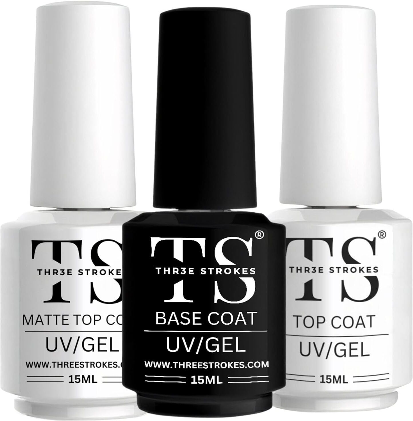 Gel Nail Polish Coats, 3 Pcs 15 ml No Wipe Matte & Shiny Top Coat, Long Lasting Clear High Gloss and Matte Effects DIY at Home (UV LIGHT REQUIRED) Glossy Finish-image-49