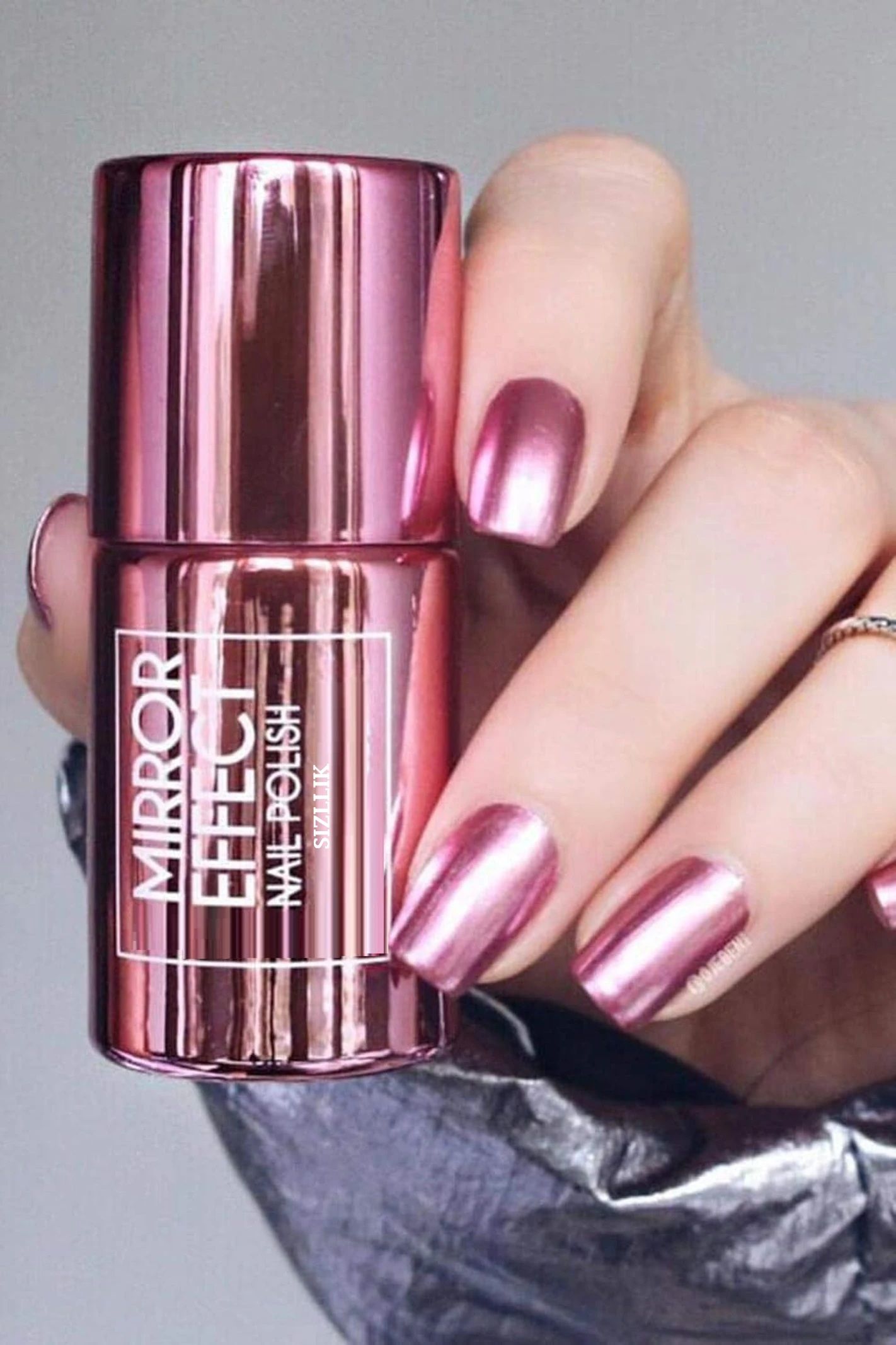 Metallic Pink Mirror Chrome Nail Polish Quick Dry Long Wear Finish pink-image-39