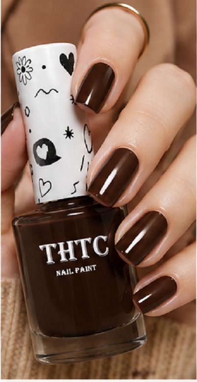 thtc New Quick Dry Nail Polish deep brown High Shine Nail Color nail paint deep brown-picture-21