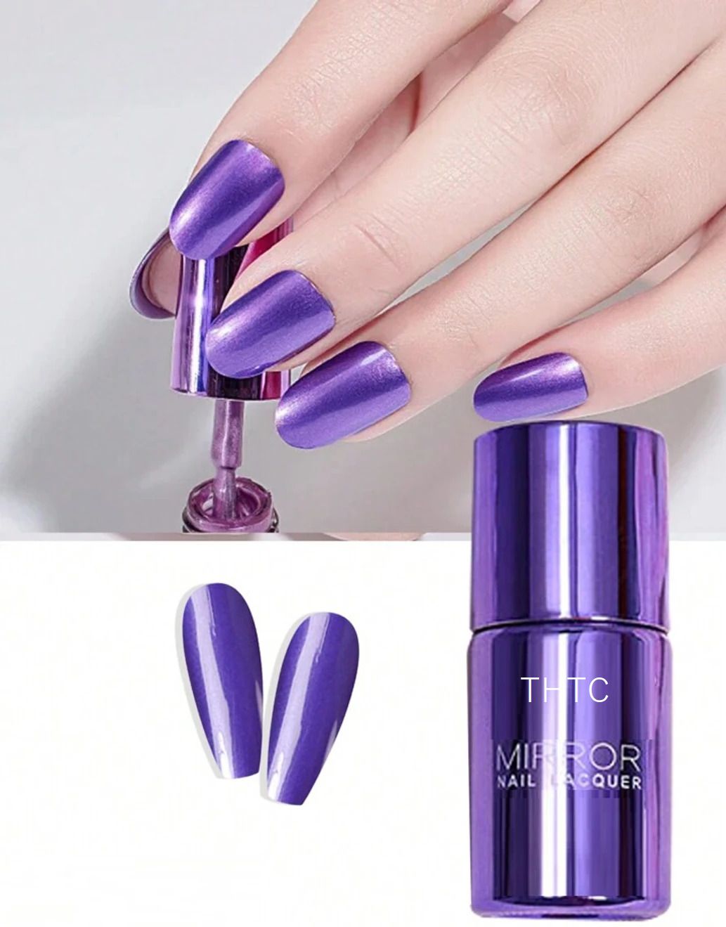 thtc Metallic Nail Paint Mirror Effect Nail Color PUPLE-picture-18
