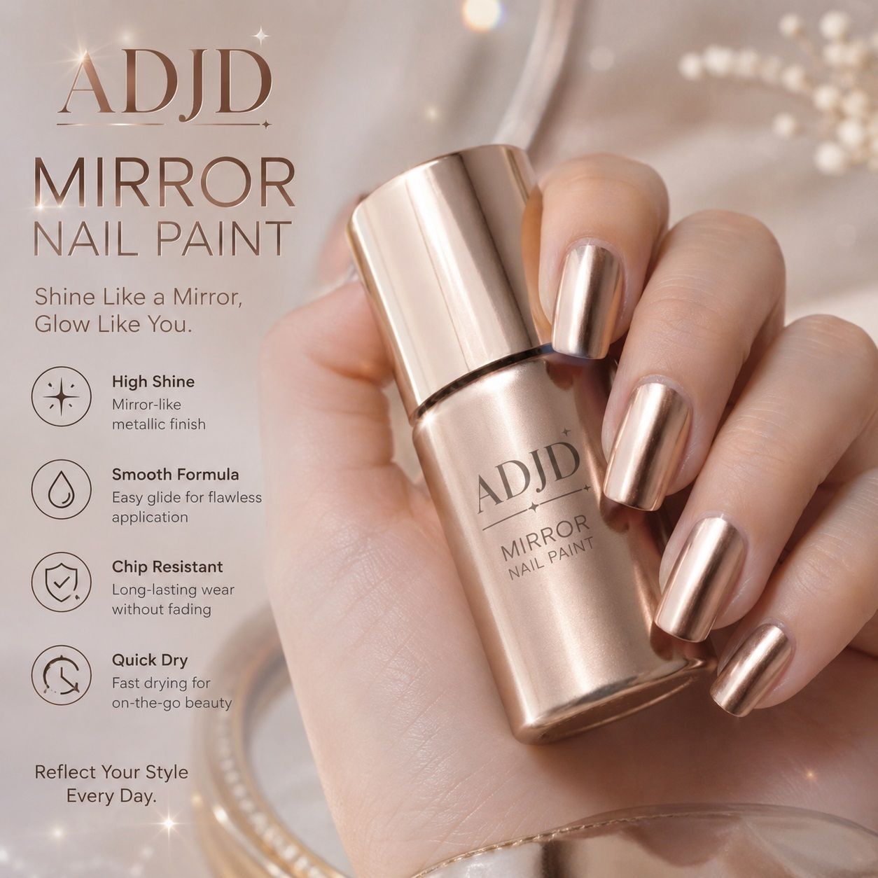 Magic Mirror Effect Chrome Nail Art Polish Light bronze Light bronze-image-25